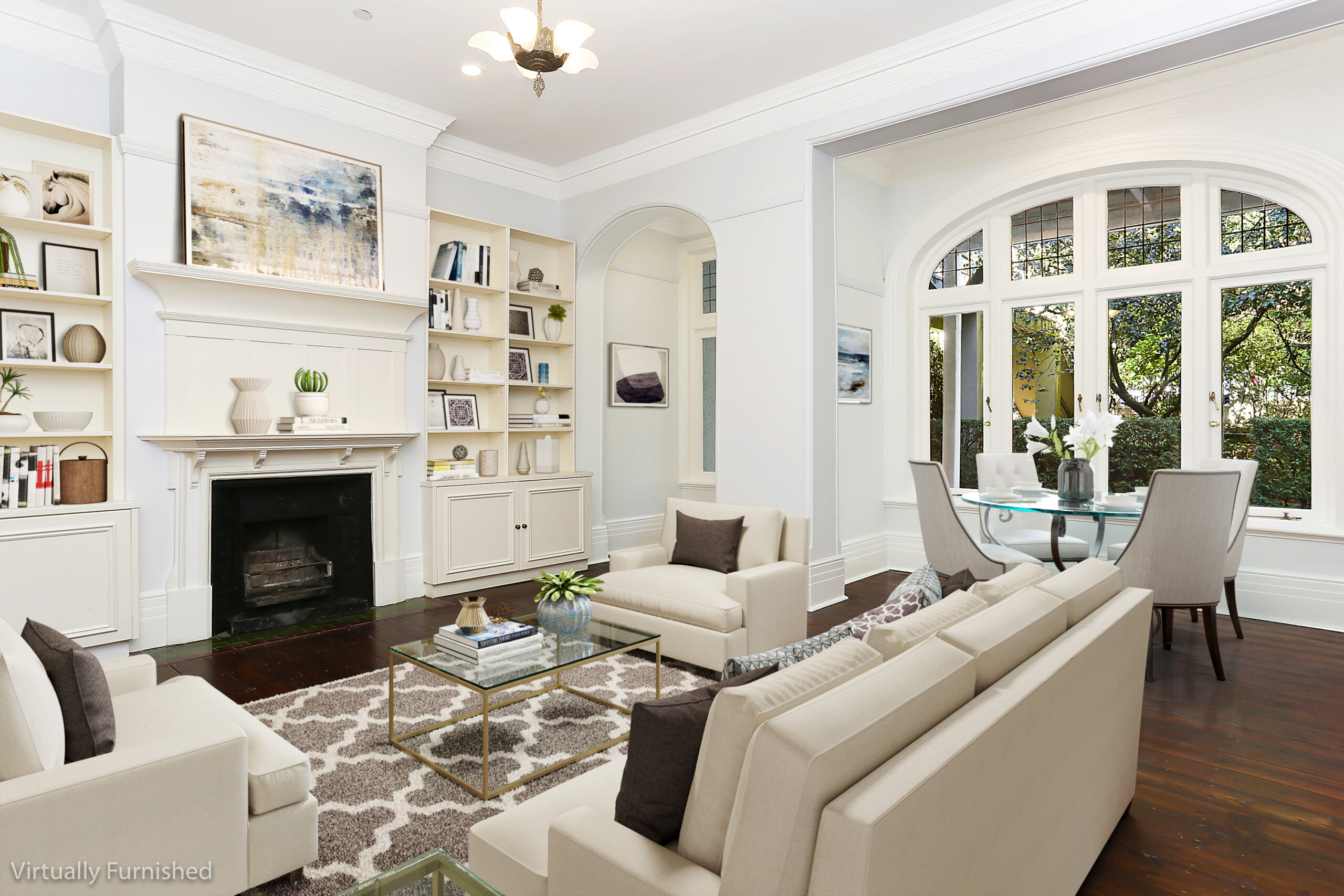 virtual furniture furnishing in double bay sydney with off-white couches and luxury decor