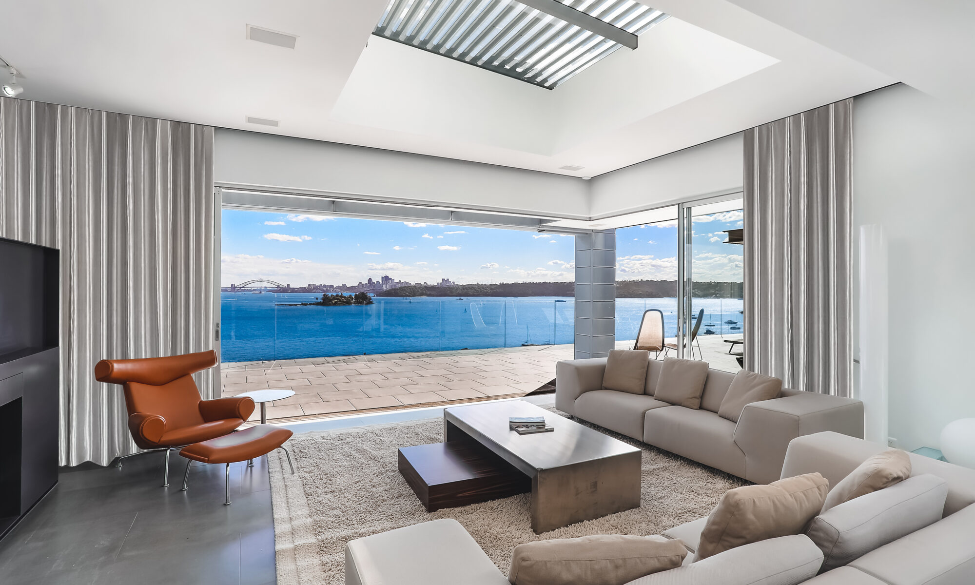 sydney harbour view from luxury living room