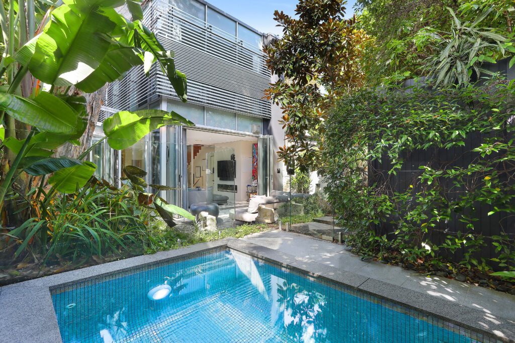 backyard with pool in luxury woollahra home