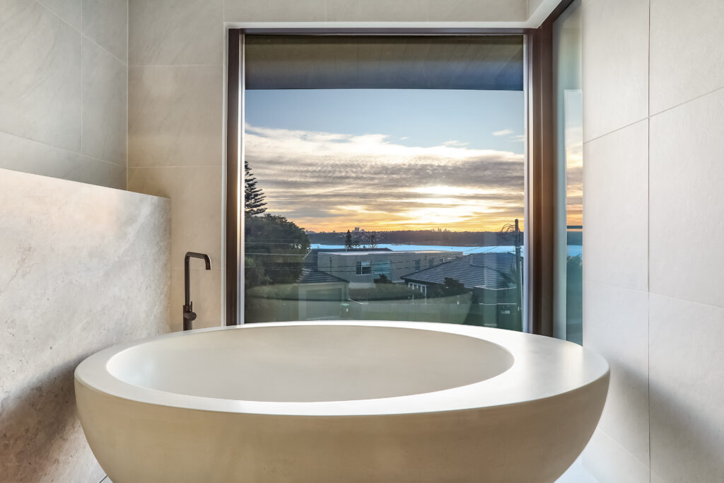 luxury home with egg bathtub